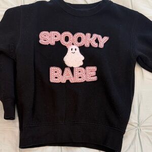 Kids Black Sweatshirt with Pink 'Spooky Babe' Design